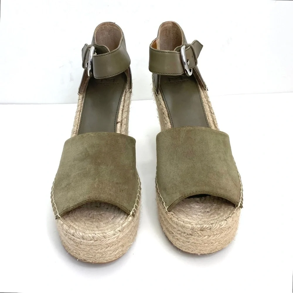 MARC Fisher Mlalida Suede Espadrilles Wedge Sandal in Olive Green Size 11 NWOT